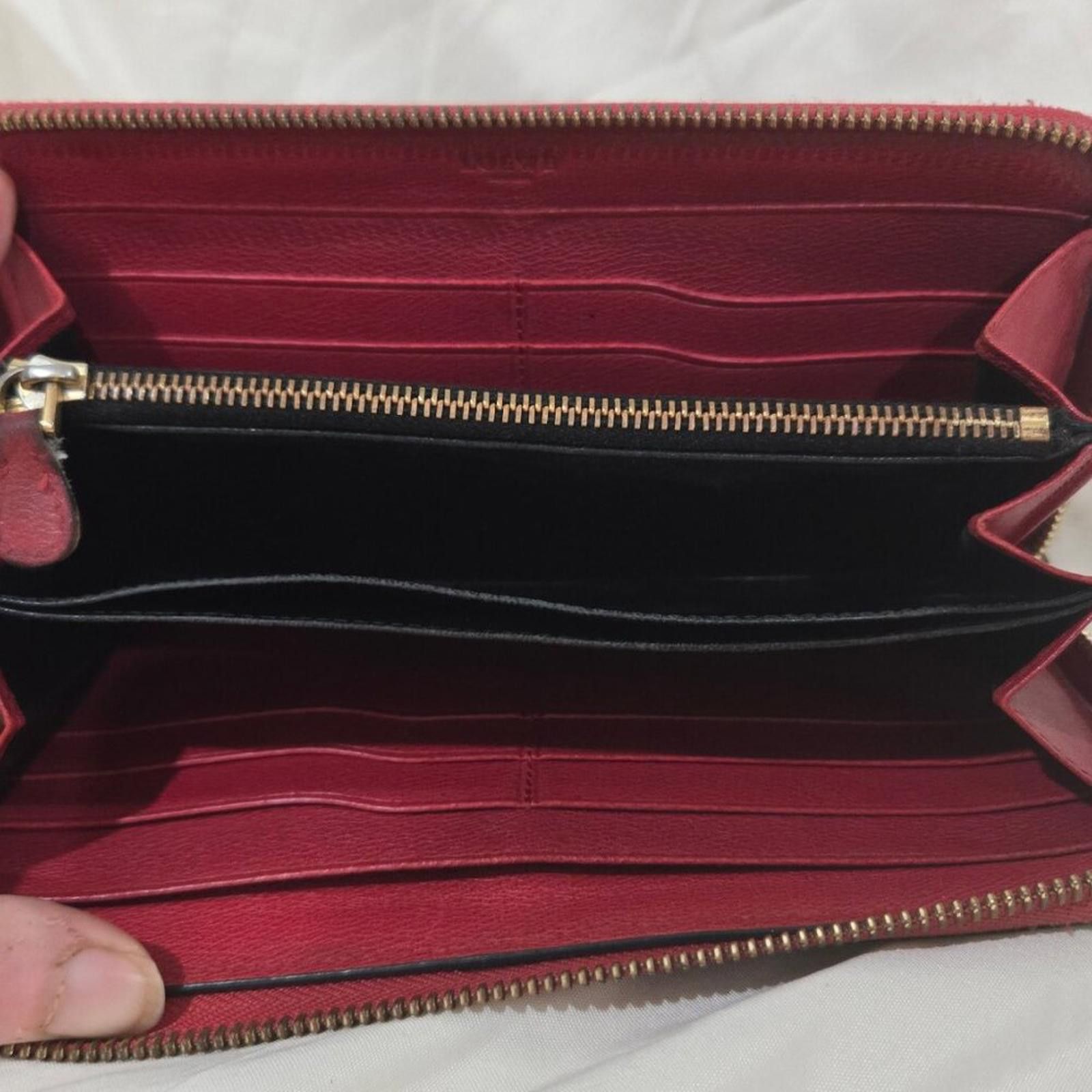 Loewe Authentic LOEWE Zip-Around Leather Wallet – Red & Black Size ONE SIZE - 5 Thumbnail