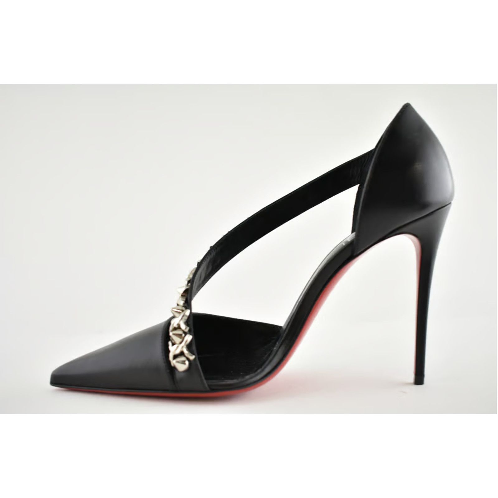 Christian Louboutin Deomina Chain 100 Black Spike Stud Cross Strap Heel Pump 41 Size US 11 / IT 41 - 10 Thumbnail