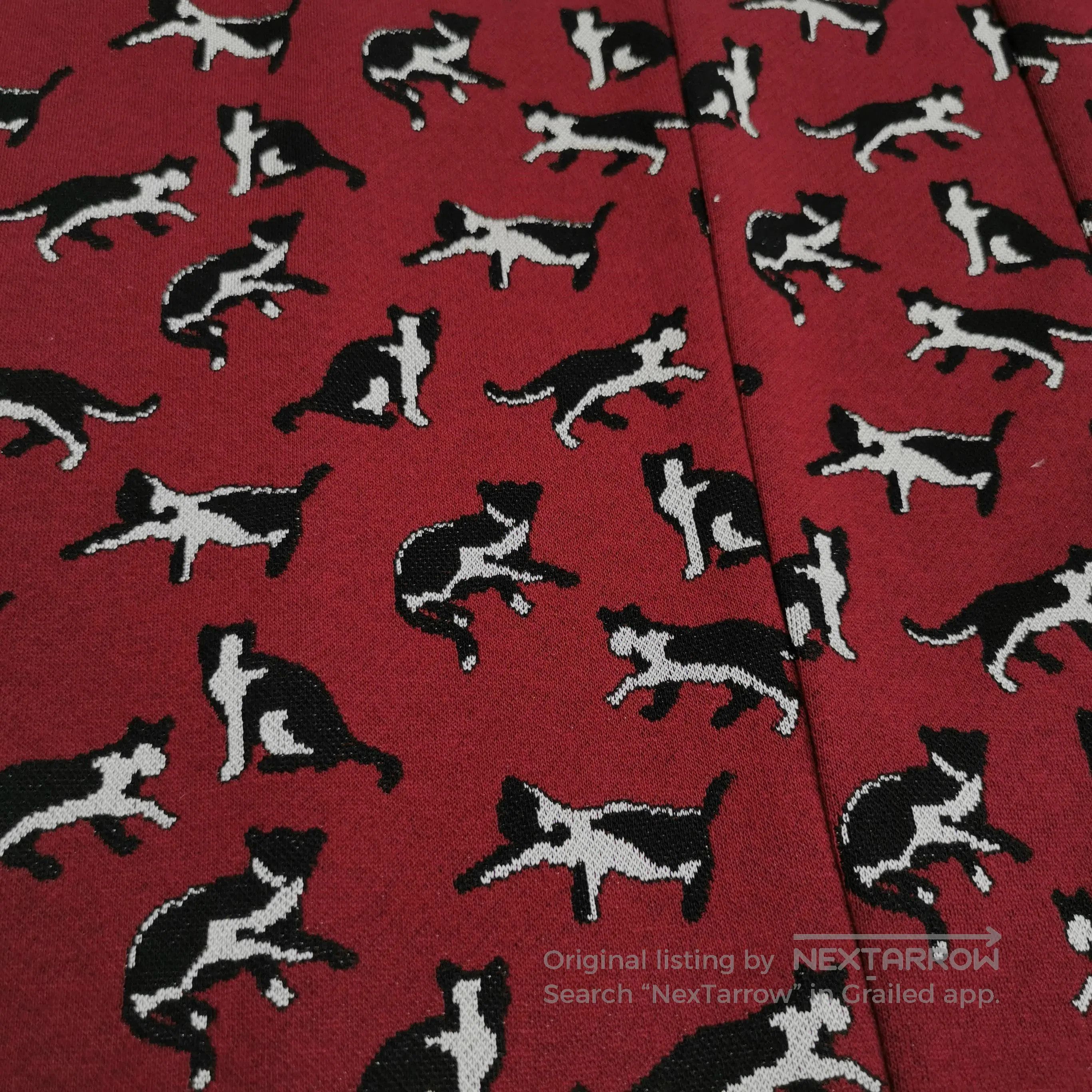 Japanese Brand Red Cat Print Wool Blend Knee-Length Skirt. Size 26" / US 2 / IT 38 - 1 Thumbnail