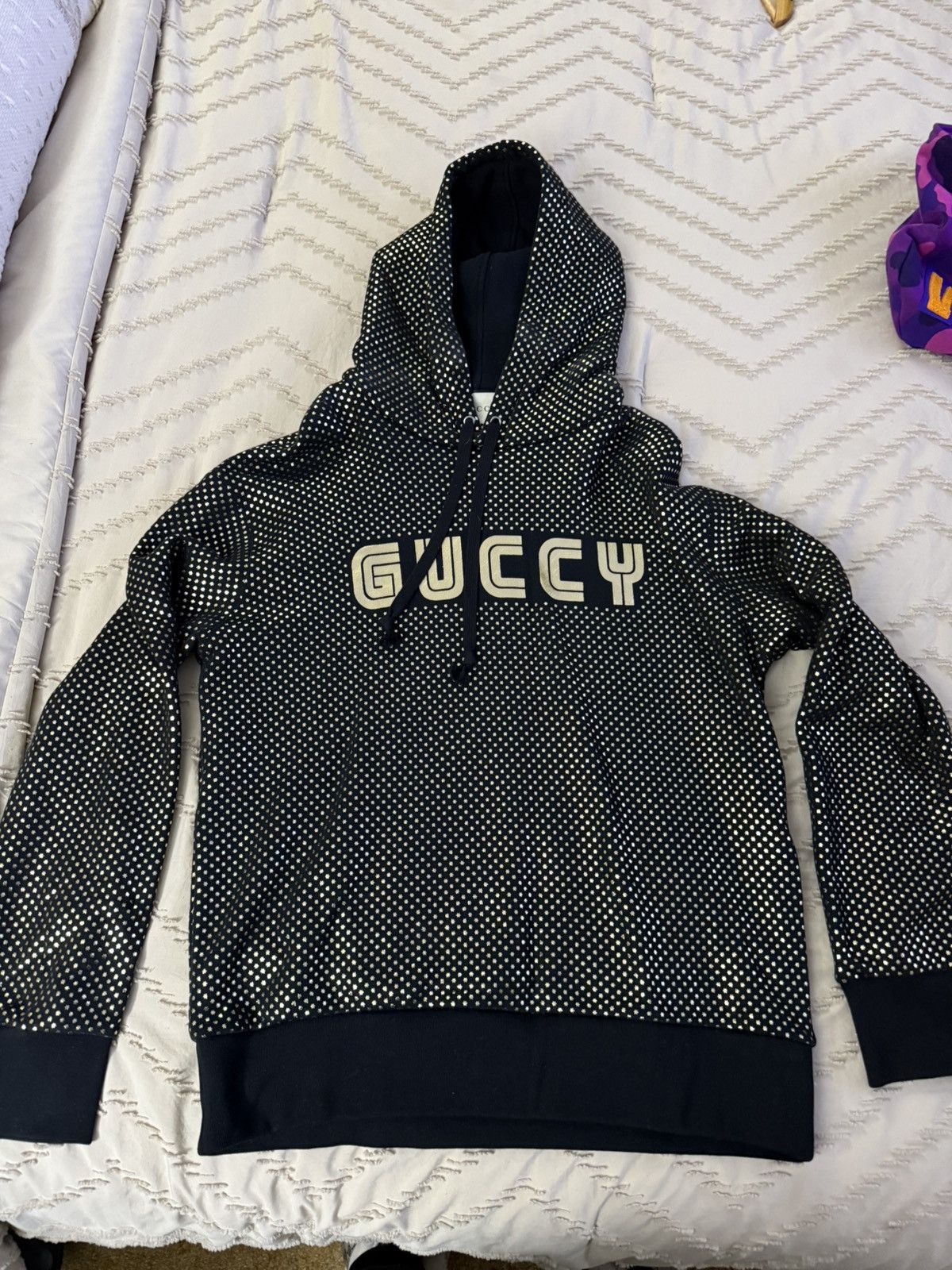 Gucci Black Hoodie Hooded Sweatshirt GUCCY M STARS