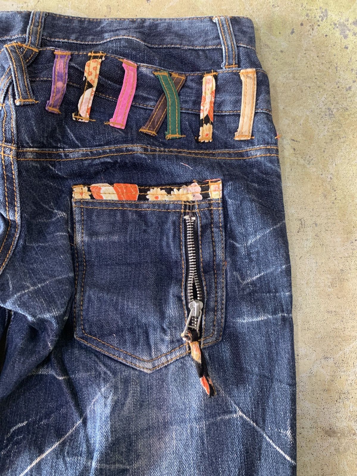Japanese Brand Jeans Denim, Double Waist Embroidered Floral Print Size M Size 30" / US 8 / IT 44 - 13 Thumbnail