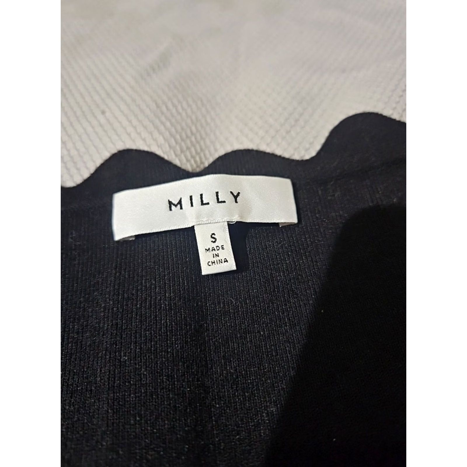 MILLY MILLY Dress Womens S Black Scallop Details Fit Flare Knee Length Stretch Grunge Size S / US 4 / IT 40 - 5 Thumbnail