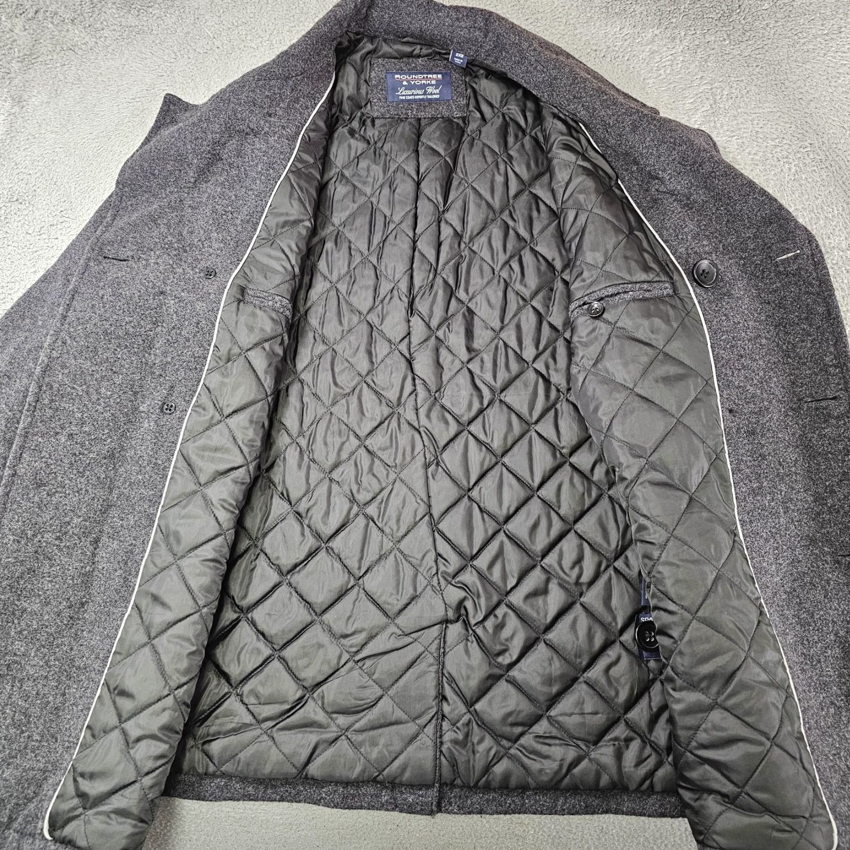 Roundtree & Yorke Roundtree & Yorke Coat Mens 2XB Big Tall Charcoal Heather Wool Blend Peacoat Size US XXL / EU 58 / 5 - 6 Thumbnail