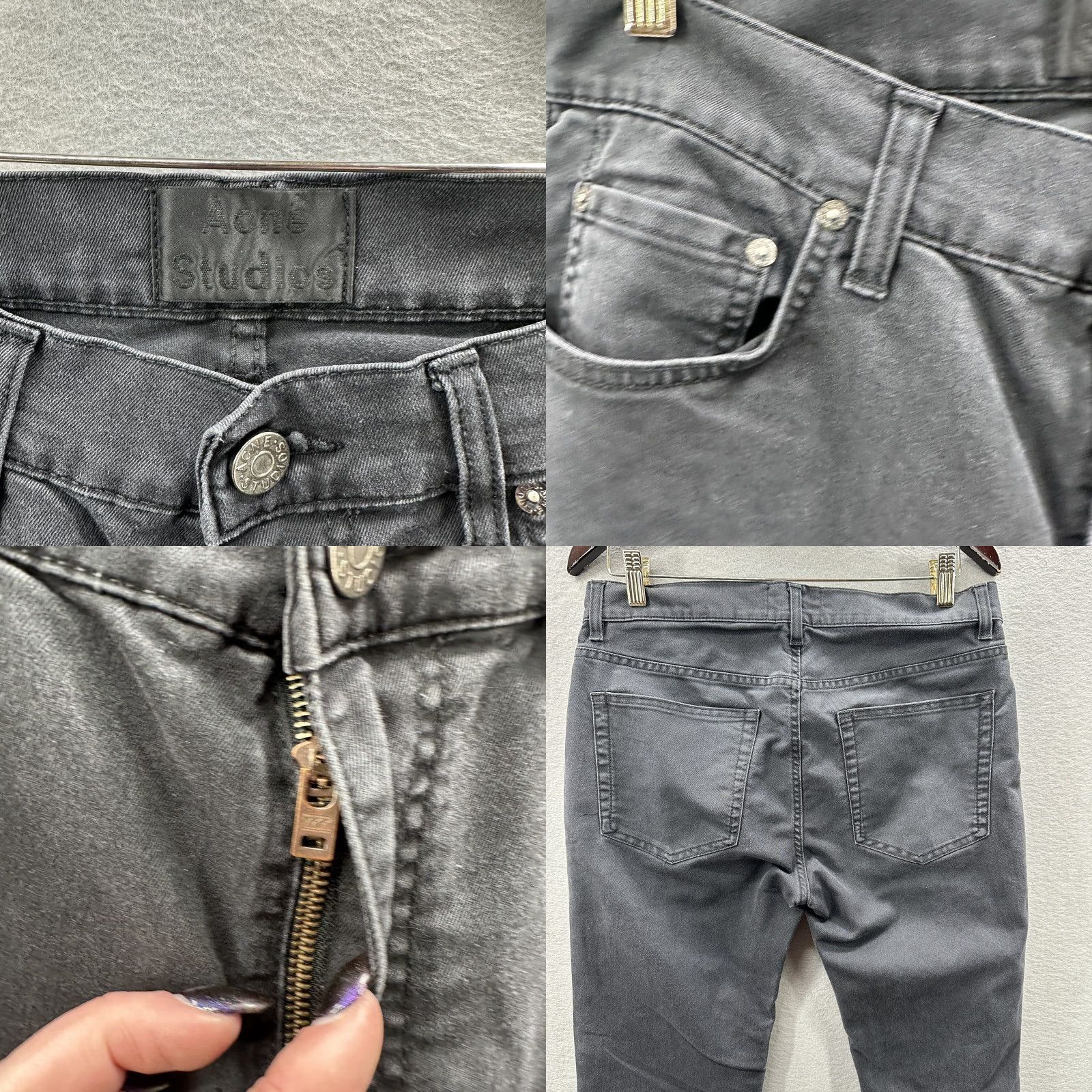 Acne Studios Acne Studios Ace UPS Black Jeans Mens 33x34 Gray Slim Fit Stretch Denim Pants Size US 33 - 8 Thumbnail