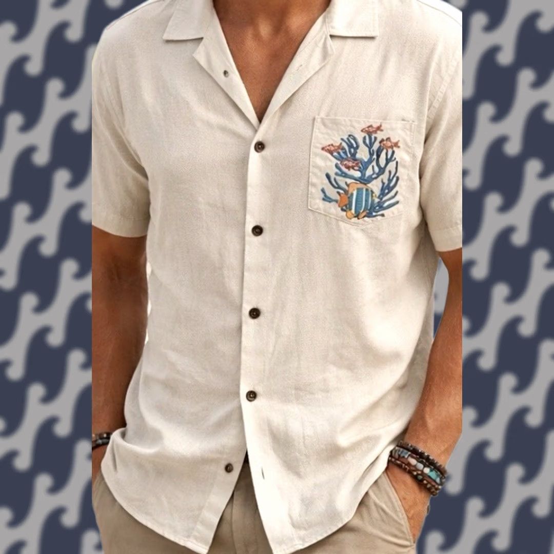Vintage VINTAGE Caribbean Camp Shirt Mens M Sea Turtle Coral Reef Embroidered Tropical Size US M / EU 48-50 / 2 - 1 Thumbnail