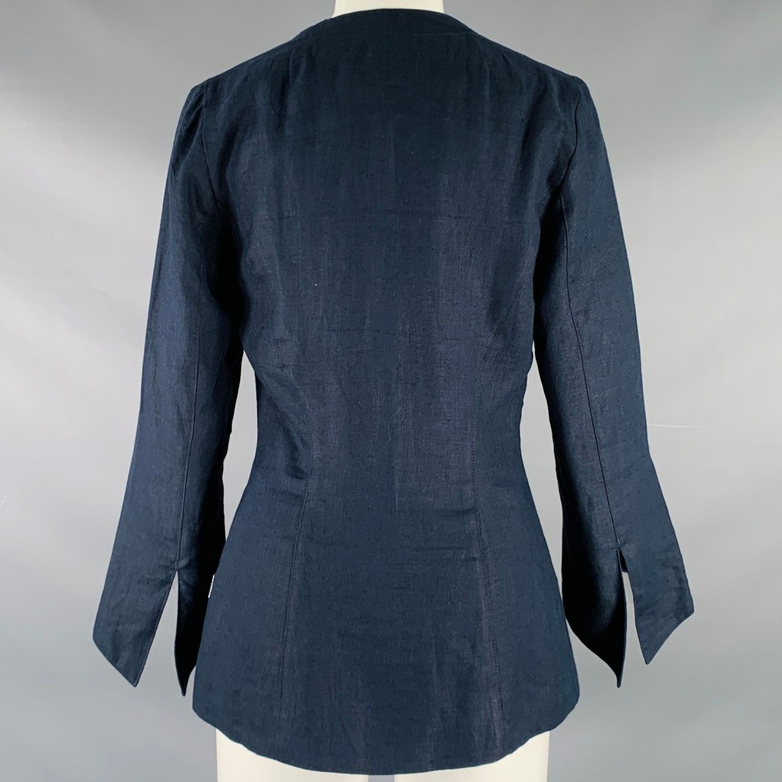 Other SUKSEE Size S Navy Linen Flared Sleeves Zip Up Jacket Size S / US 4 / IT 40 - 3 Thumbnail