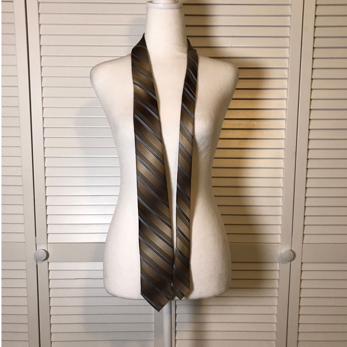 Other Envoy Striped Brown Blue Classic Men Necktie Size ONE SIZE - 2 Thumbnail