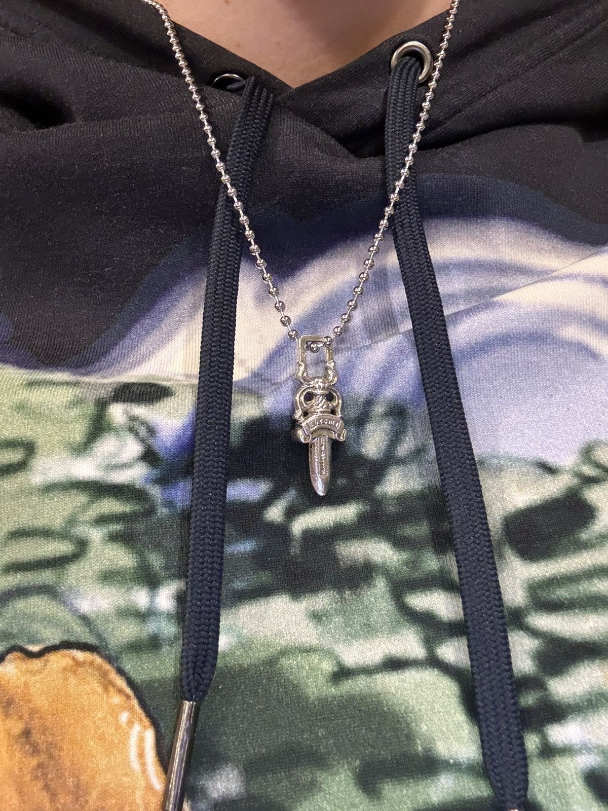 Chrome Hearts Chrome Hearts Rhodium Dagger Pendant Ball Chain Necklace Size ONE SIZE - 5 Thumbnail