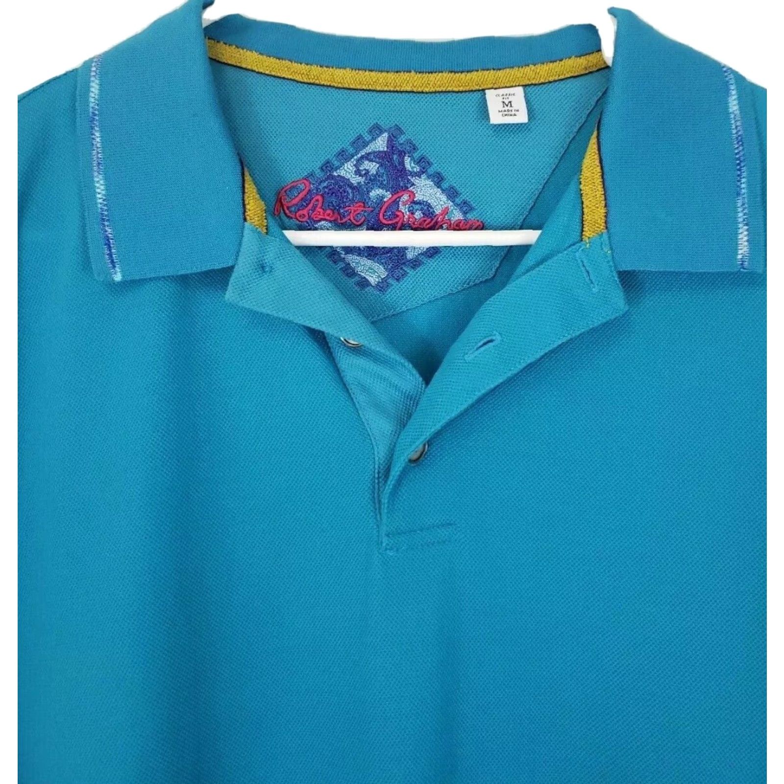 Robert Graham Robert Graham Polo Shirt Adult Medium Blue Knit Cotton Short Sleeve Button Logo Mens M Size US M / EU 48-50 / 2 - 3 Thumbnail