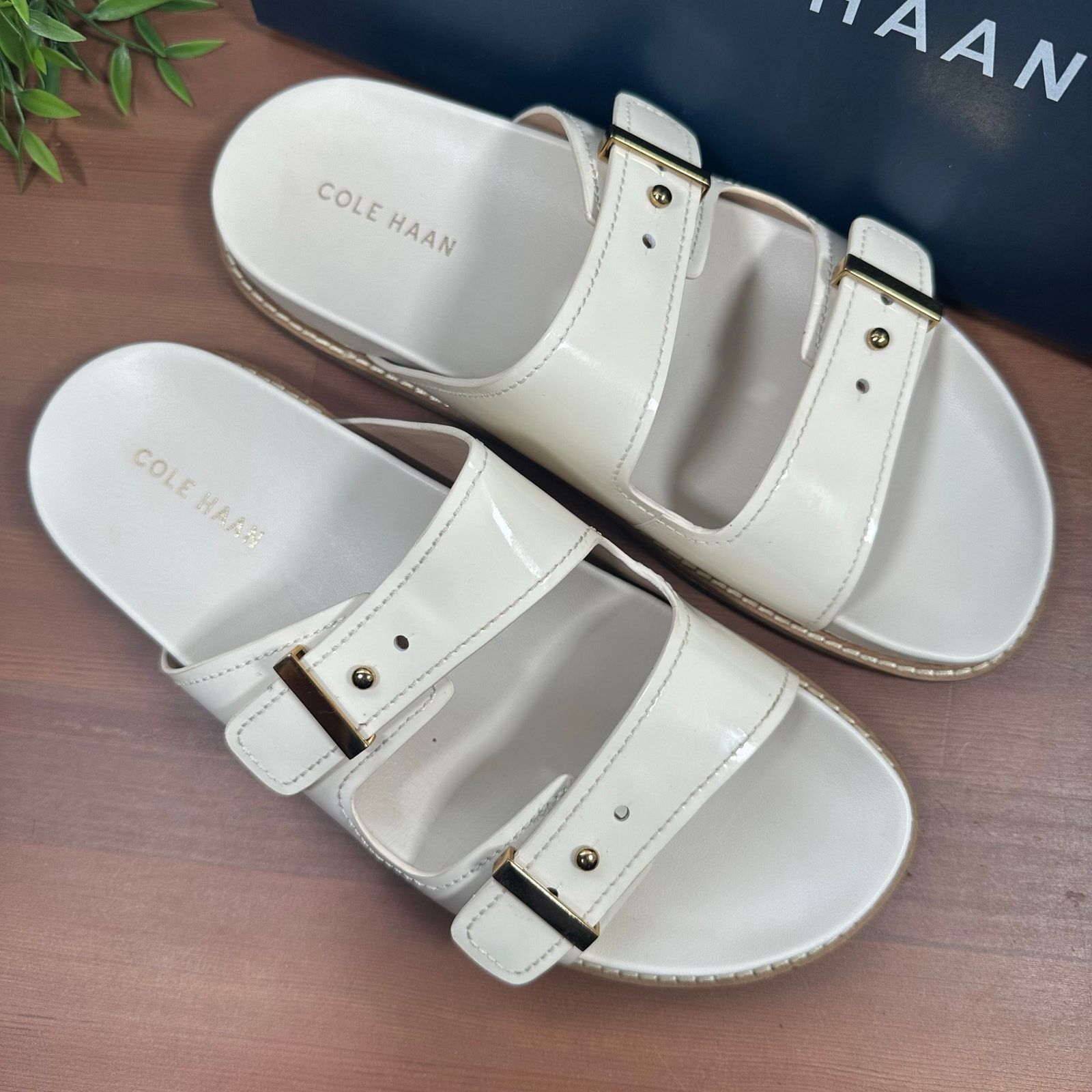 Cole Haan Cole Haan Marisol Footbed Sandal Ivory Patent Leather Size 9 Size US 9 / IT 39 - 1 Thumbnail