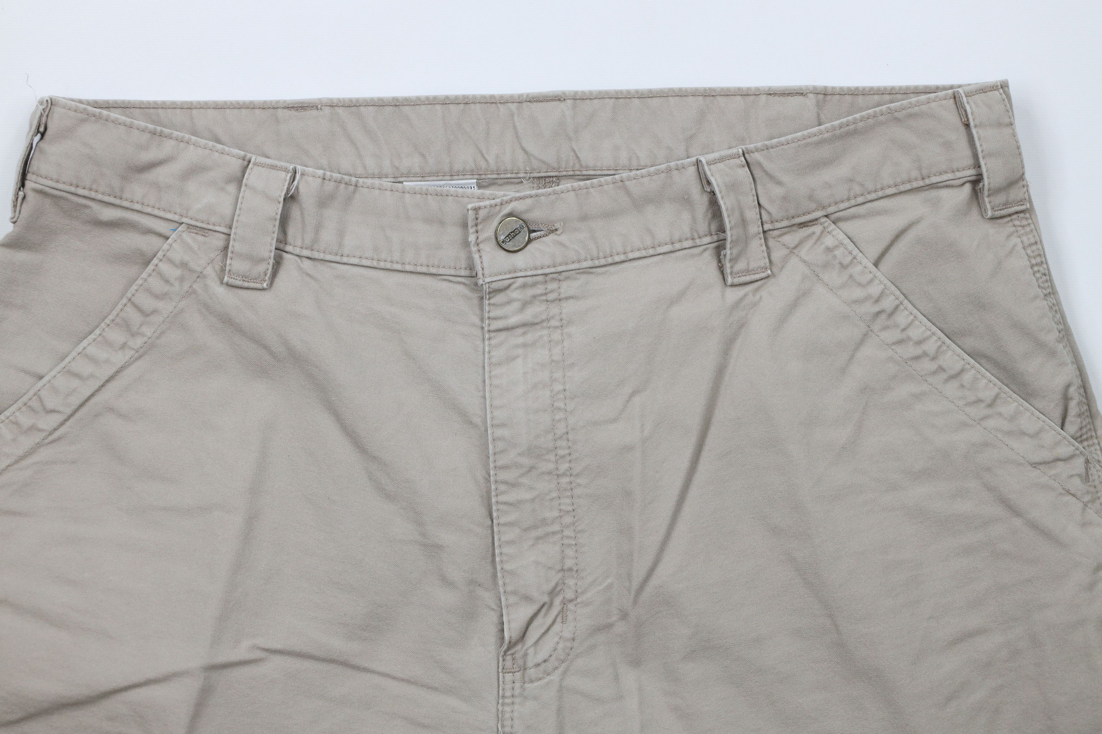 Carhartt × Vintage Vintage Carhartt Spell Out Dungaree Work Shorts Beige Cotton Size US 38 / EU 54 - 2 Thumbnail