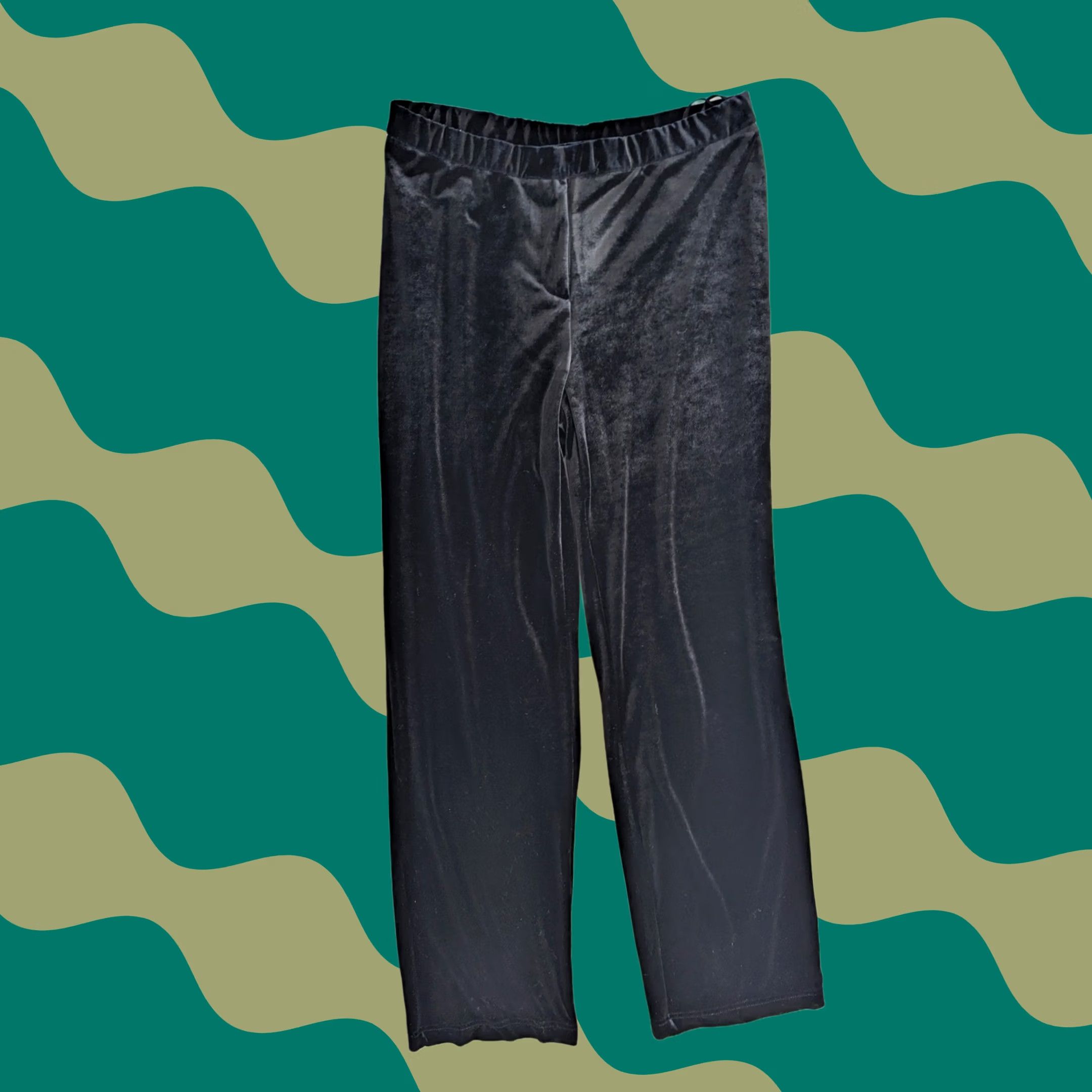 Vintage INC Black Velvet Stretch Wide-Leg Dress Pants Women 8P Petite Velvet Pants Wide-Leg Office Holiday Womens Size 30" / US 8 / IT 44 - 1 Thumbnail