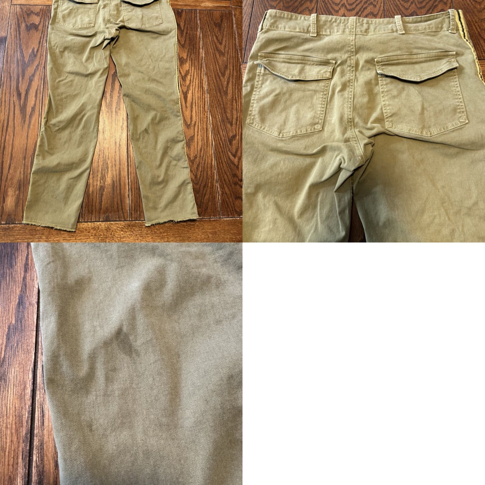Nili Lotan Nili Lotan East Hampton Pants Women’s Size 8 Army Green Yellow Tape Stripe Chino Pockets Slim Tapered 32x27 Womens Size 30" / US 8 / IT 44 - 8 Thumbnail