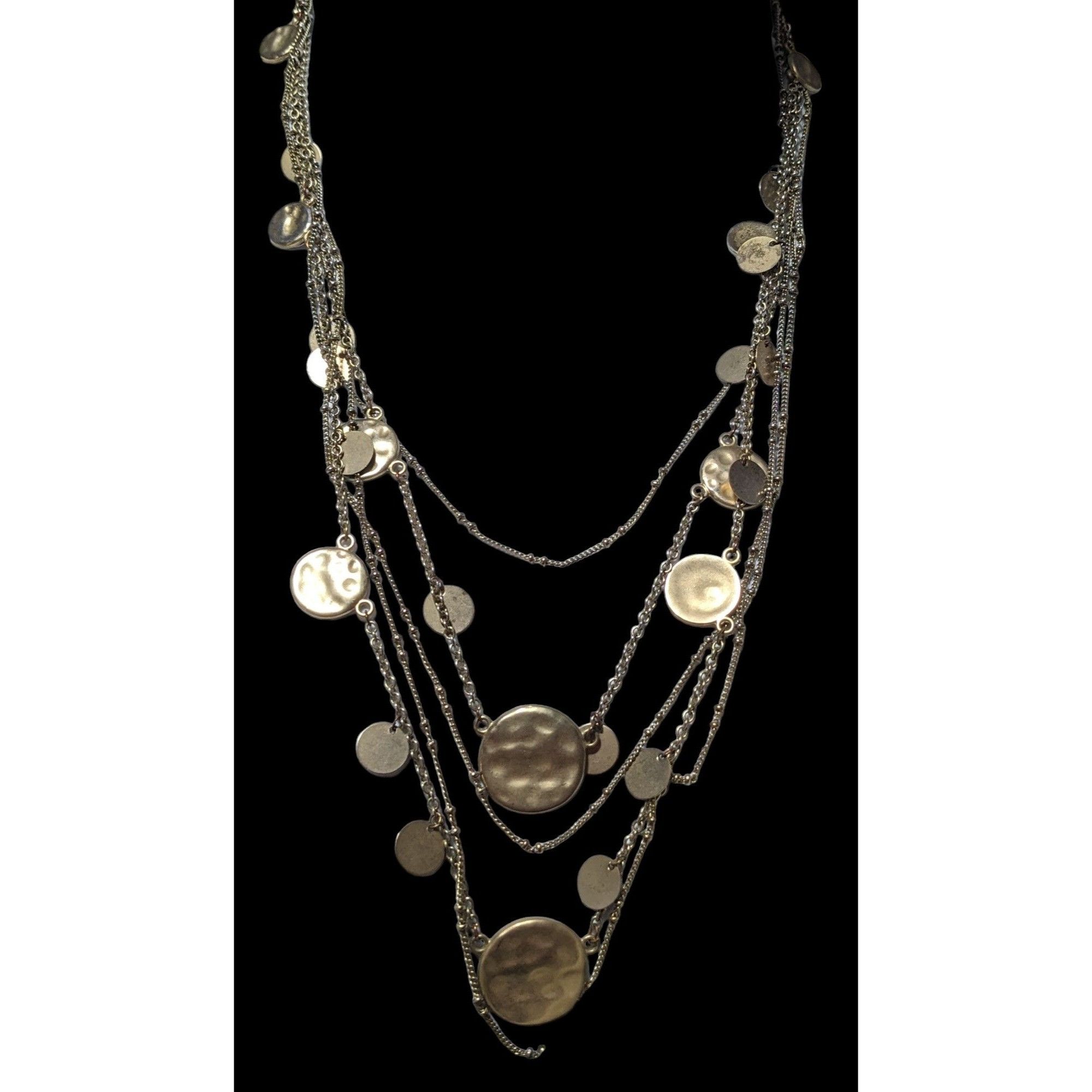 Other Gold Tone Multilayer Hammered Disc Chain Necklace Size ONE SIZE - 2 Thumbnail