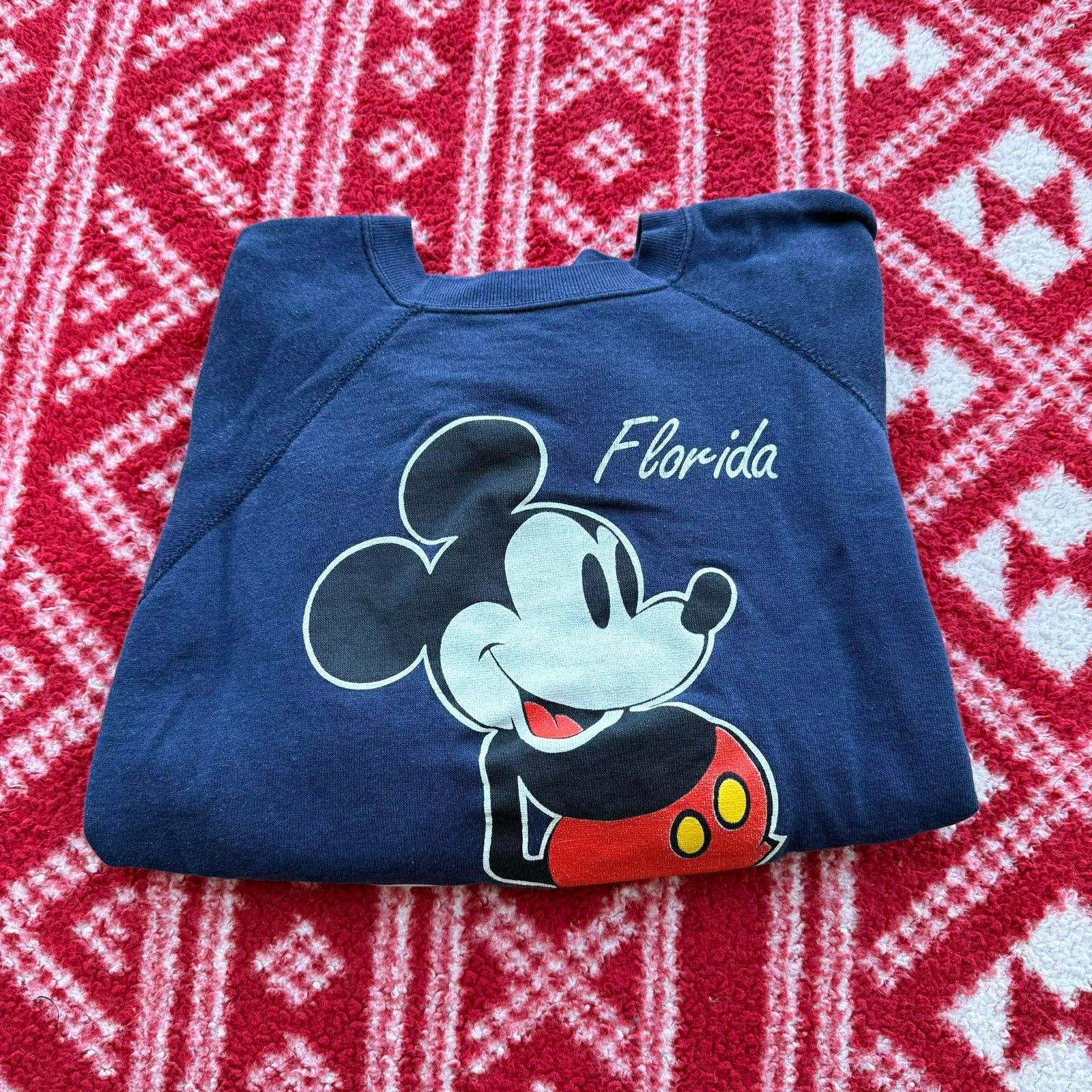 Velva Sheen VTG 80s Mickey Mouse Florida Sweatshirt Velva Sheen XL Size US XL / EU 56 / 4 - 1 Thumbnail