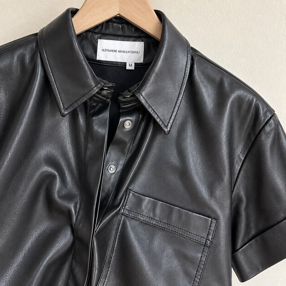 Alexandre Plokhov Aleksandre Akhalkatsishvili Black Vegan Leather Shirt Size US M / EU 48-50 / 2 - 1 Thumbnail