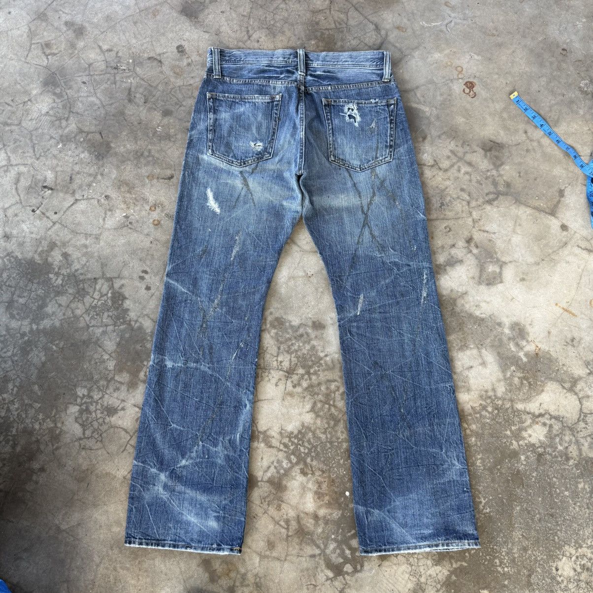 Japanese Brand W33 Vintage HM208B Faded Ripped Flare Denim Jean Pants Size US 33 - 8 Thumbnail