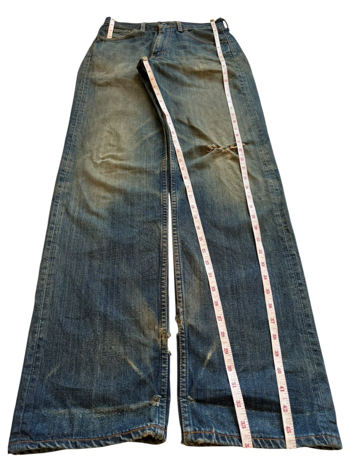 Levi's Vintage 90s Levis 503 Rusty Mud Wash Ripped Loose Jeans Size US 27 - 13 Thumbnail