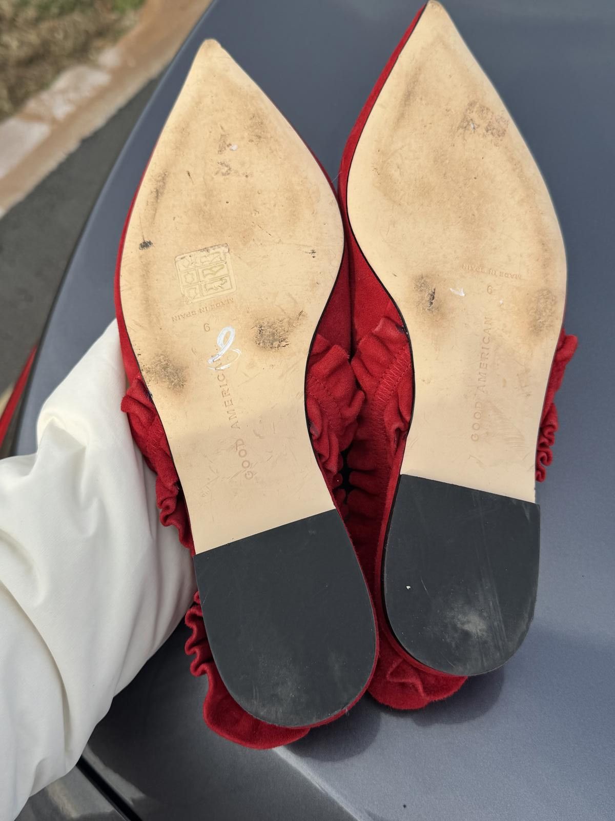 Other Good American Size 9 Red Ruffle Slingback Flats Size US 9 / IT 39 - 7 Thumbnail