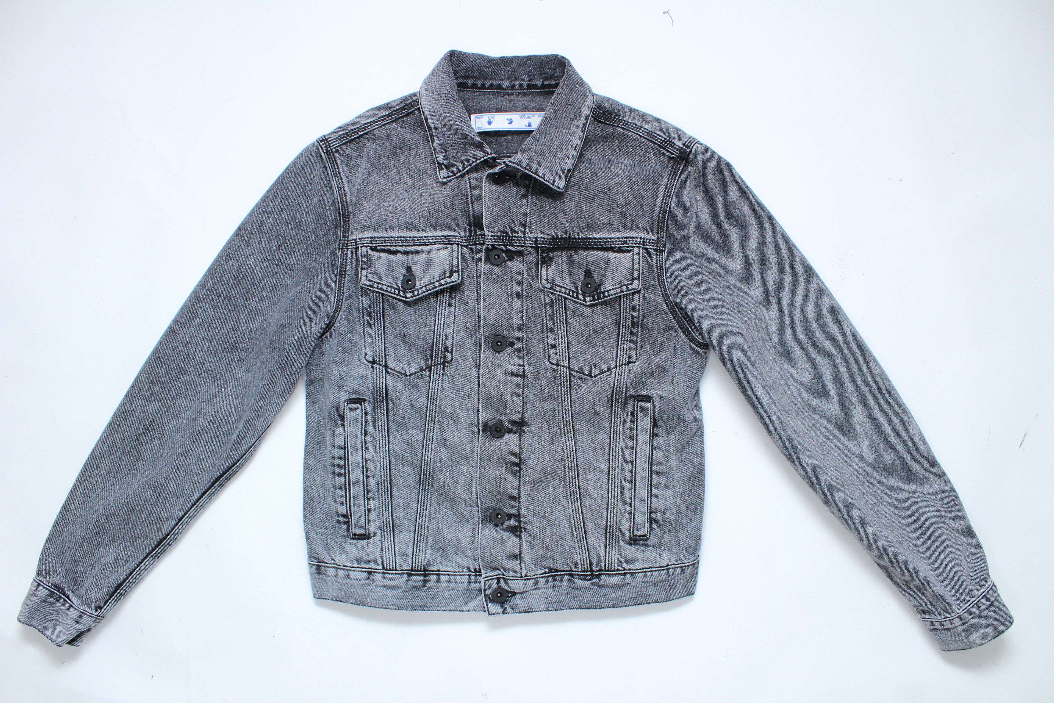 Off-White Off-White Logo Slim Fit Grey Denim Jacket Virgil Abloh Size US S / EU 44-46 / 1 - 6 Thumbnail