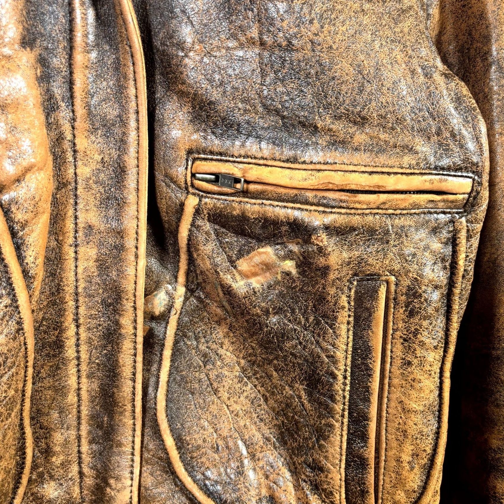 Vintage VINTAGE Zenia Western Jacket Men's 8 Brown Leather Full-Zip Cowboy Rodeo Lined Size M / US 6-8 / IT 42-44 - 2 Thumbnail