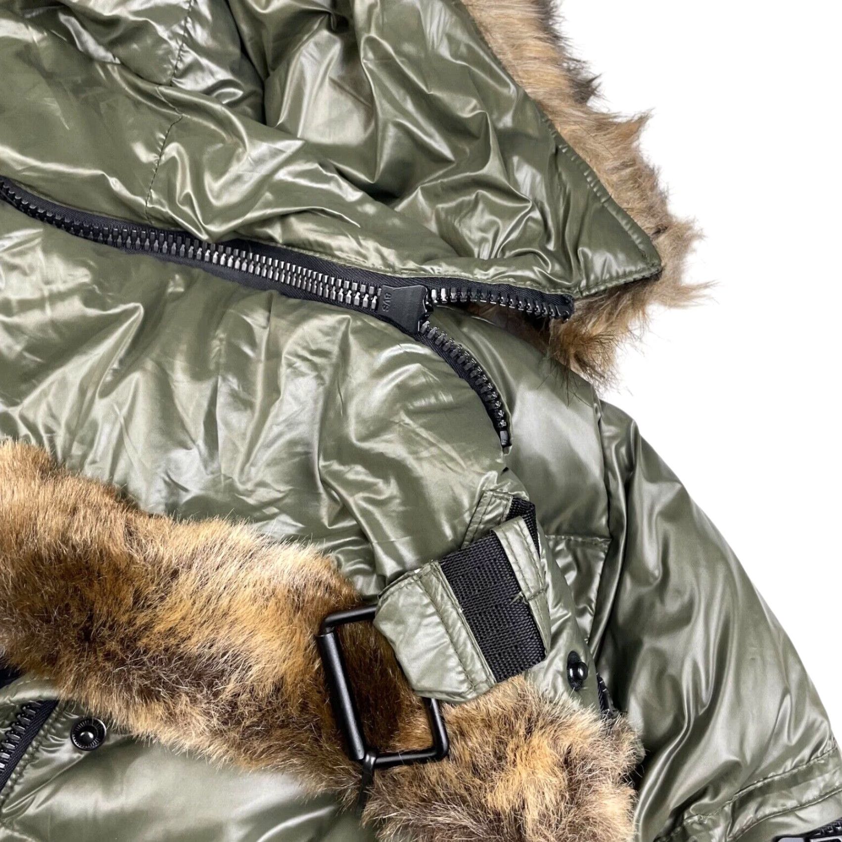 Vintage S13/NYC Sam Women's Fur Hood Down Puffer Parka Jacket Green Medium Size M / US 6-8 / IT 42-44 - 3 Thumbnail