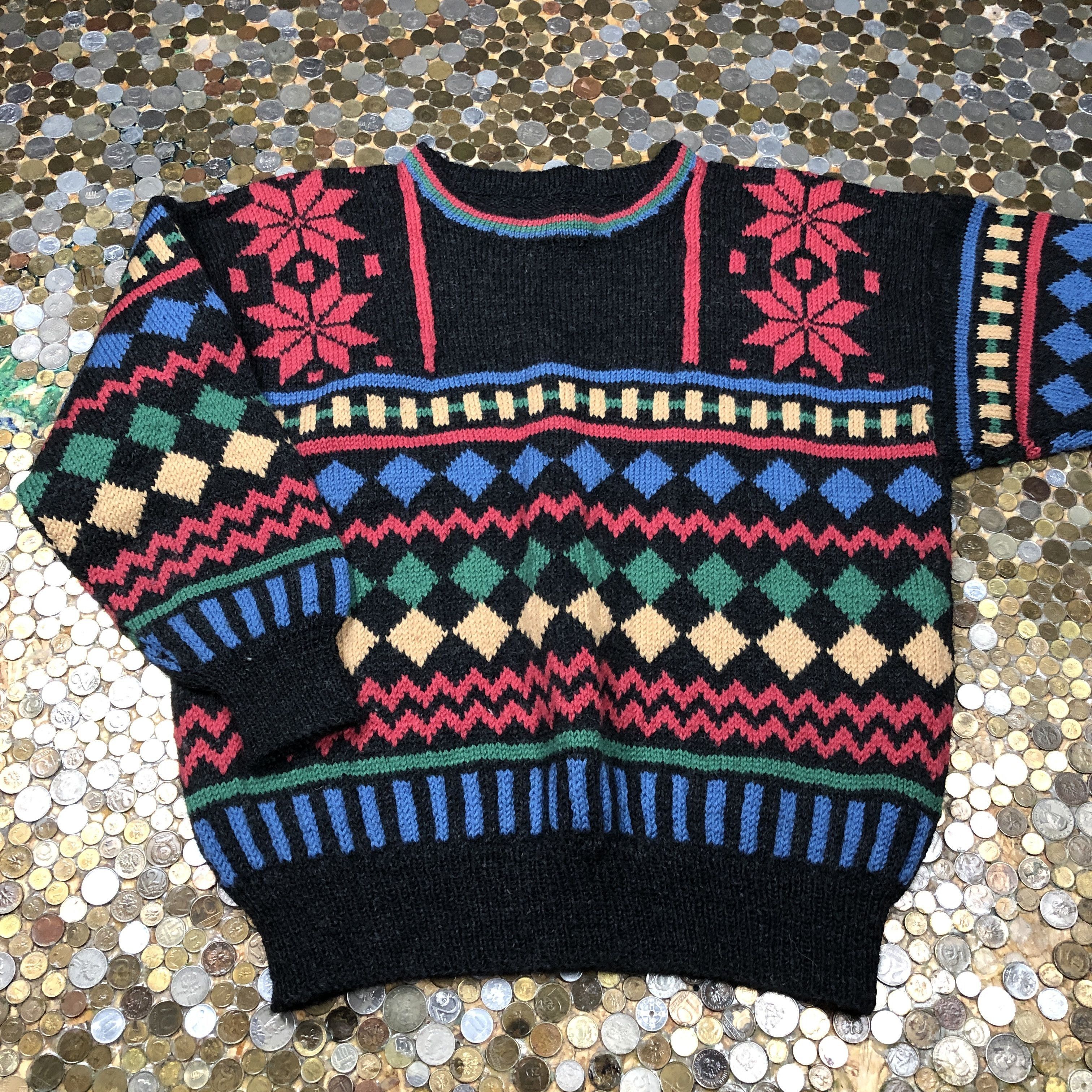 Vintage Sweater Vintage pattern 90's Size US XL / EU 56 / 4 - 1 Thumbnail