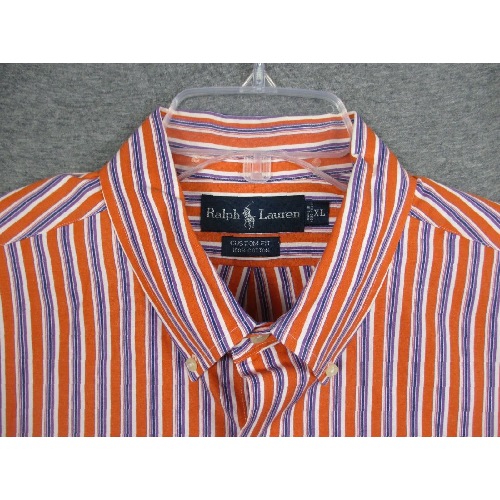 Ralph Lauren VINTAGE Ralph Lauren Custom Fit Shirt XL Men's Orange Blue Stripe Size US XL / EU 56 / 4 - 3 Thumbnail
