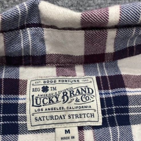 Lucky Brand Lucky Brand Shirt Mens Medium Burgundy Blue Plaid Saturday Stretch Button-Down Shirt Size US M / EU 48-50 / 2 - 4 Thumbnail