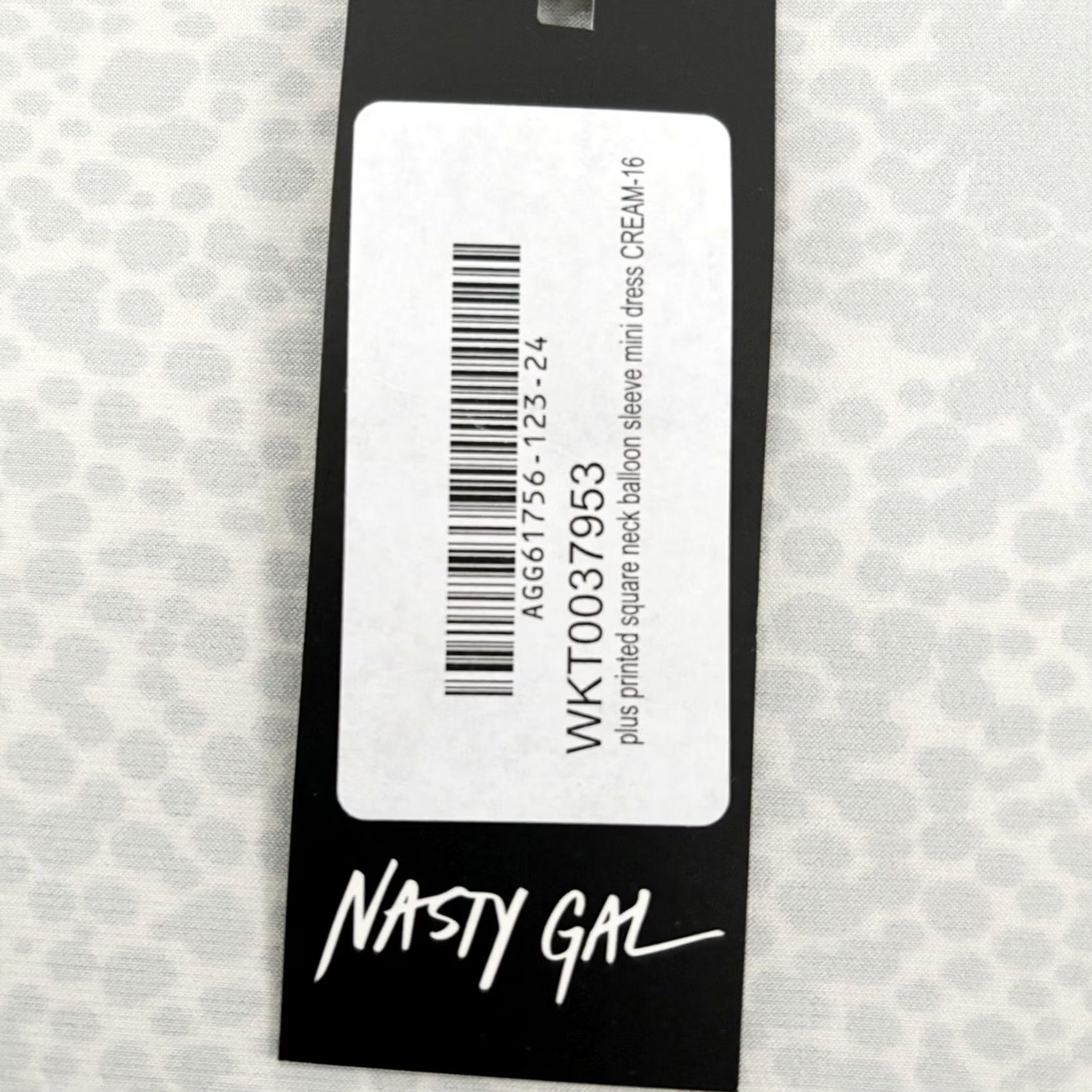 Nasty Gal Nasty Gal Mini Dress Plus Printed Square Neck Balloon Sleeve UK 16 Cream Black New with Tags Size XXL / US 16-18 / IT 52-54 - 5 Thumbnail