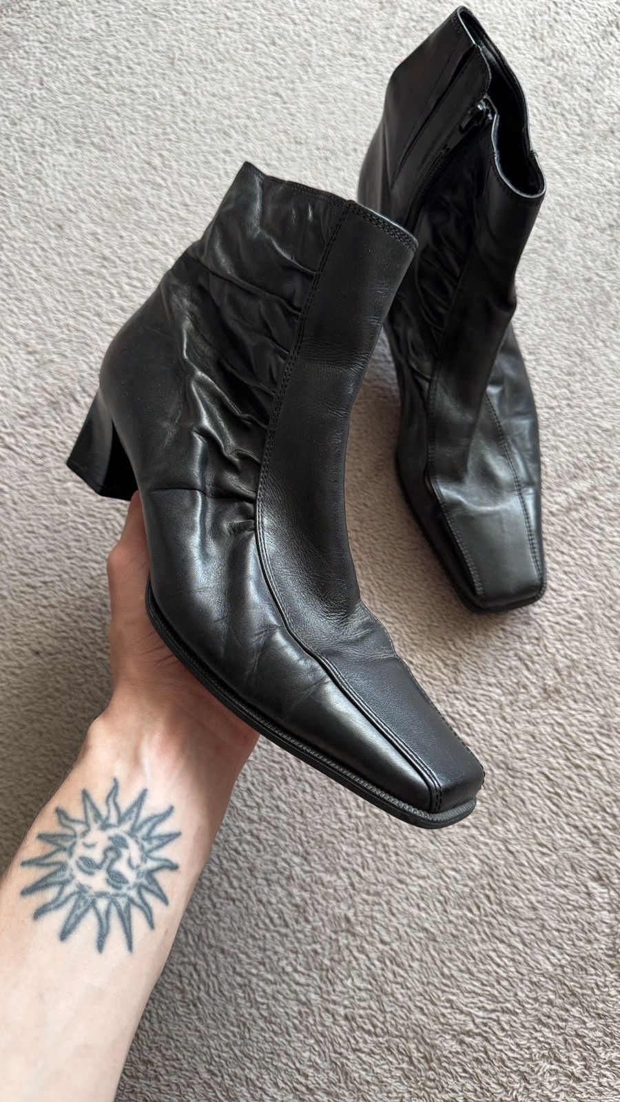 Genuine Leather Vintage Y2K Leather Ankle Boots Helmut Lang Vibe Size US 7 / IT 37 - 3 Thumbnail