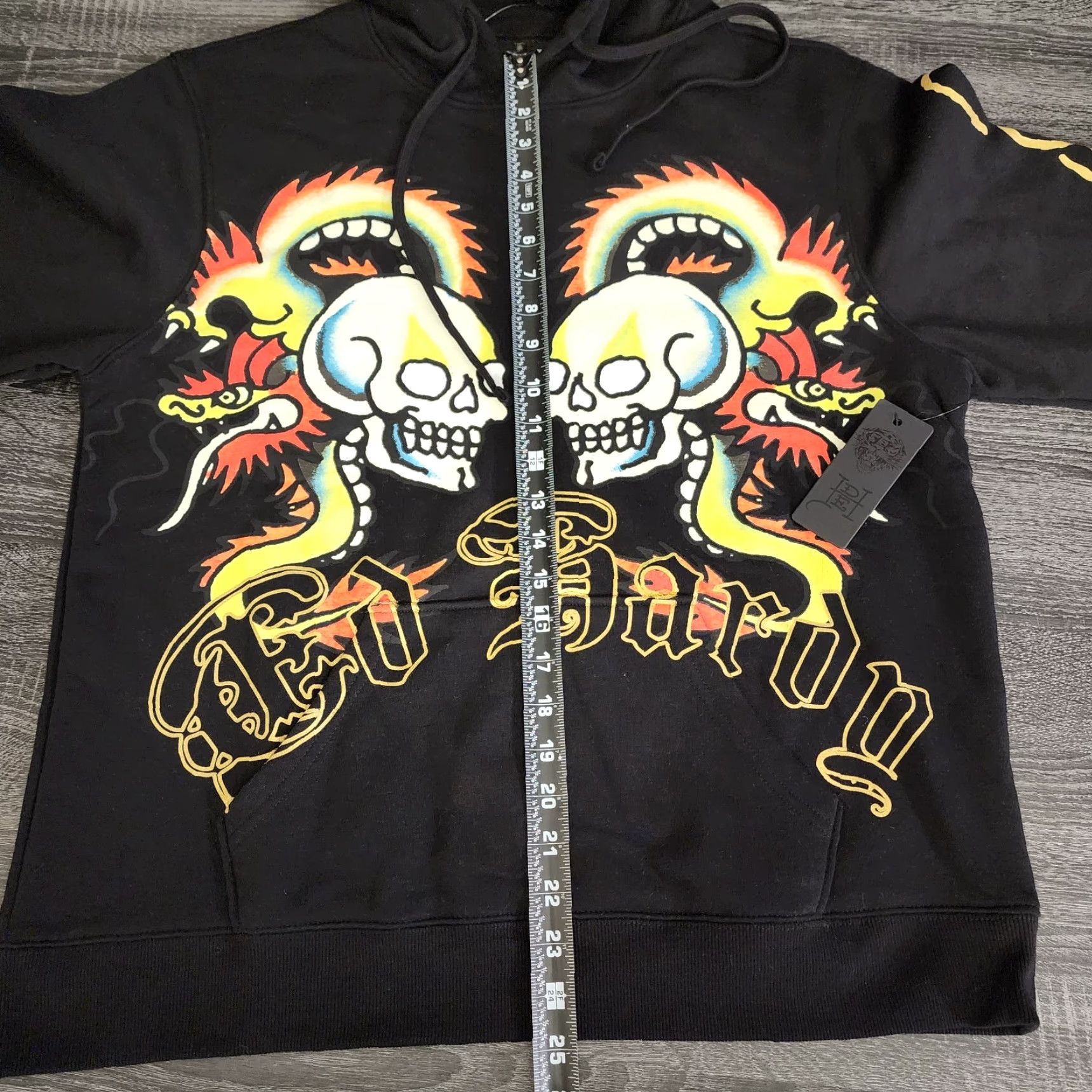 Ed Hardy Ed Hardy Hoodie Men L Black Y2k Tattoo Skull Dragon Spellout Pullover Jacket Size US L / EU 52-54 / 3 - 8 Thumbnail