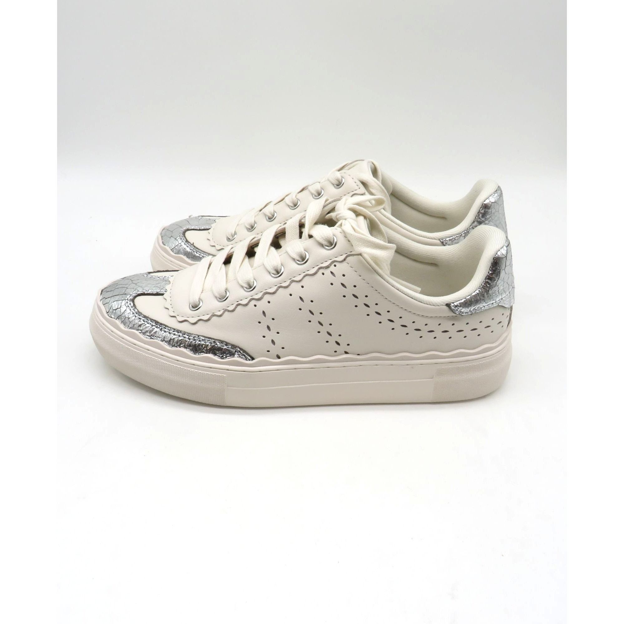 Vince Camuto Vince Camuto Jenlie Coconut Cream Silver Sneakers Women's Si Size US 7.5 / IT 37.5 - 5 Thumbnail