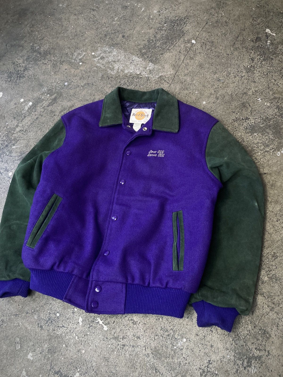 Hard Rock Cafe × Vintage Vintage 90s Hard Rock Café Leather & Wool Jacket Size US M / EU 48-50 / 2 - 4 Thumbnail