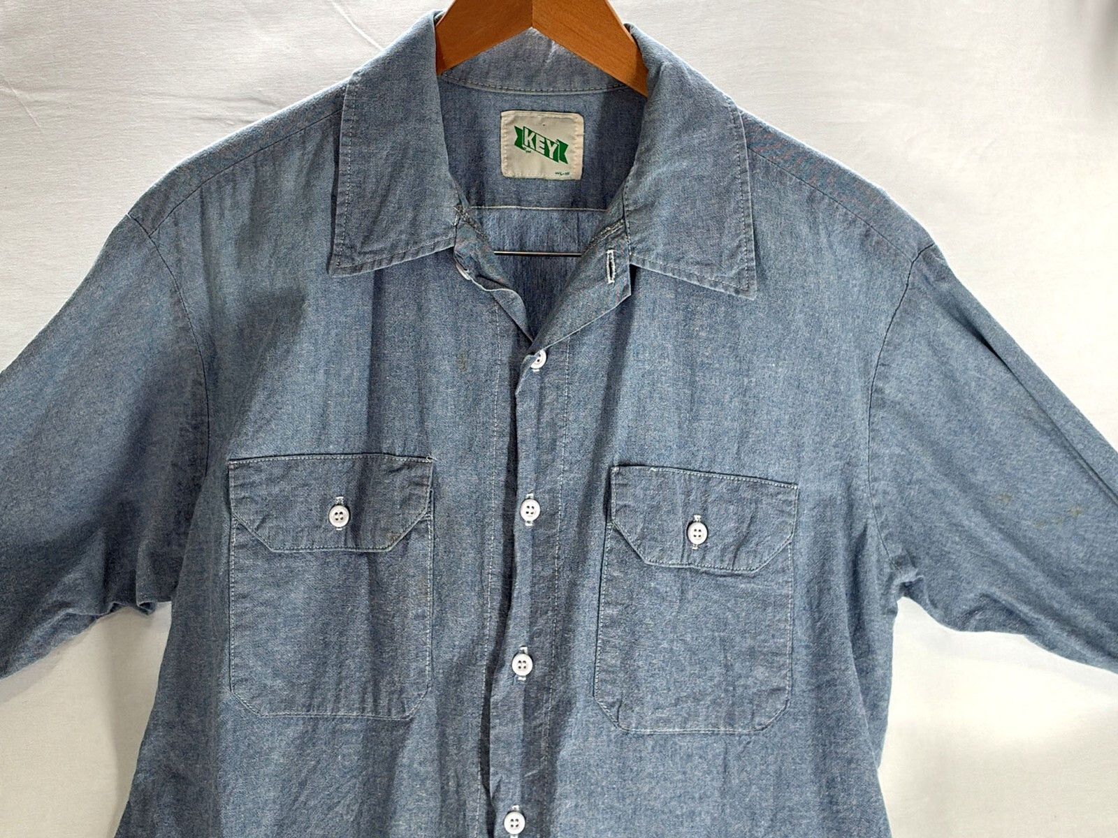 60s Key Blue Chambray Work Shirt Men’s Size M Engineer Barn, Men's — image 5 of 6