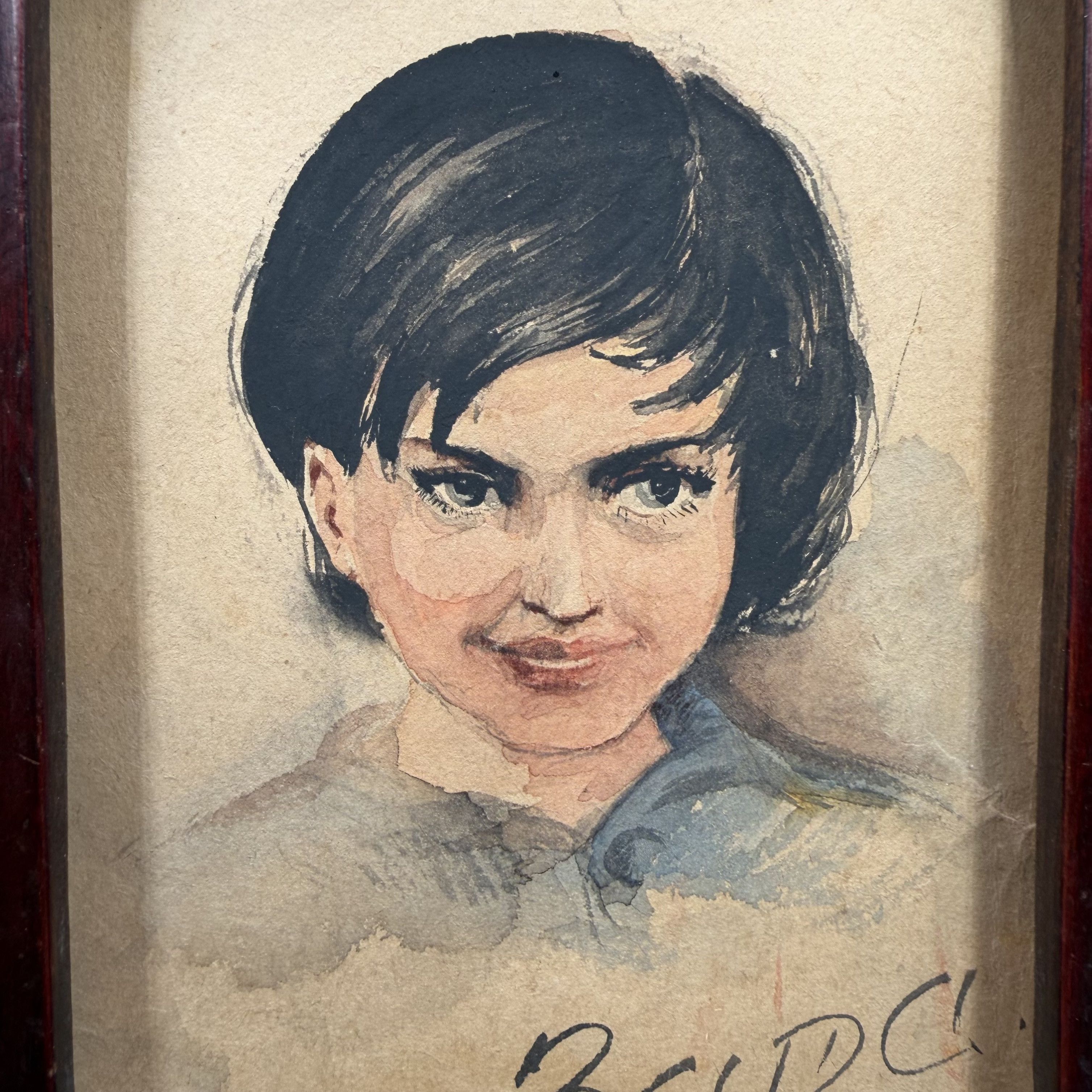 Vintage Vintage 1963 Wooden Photo Frame with Hand Painted Portrait Size ONE SIZE - 5 Thumbnail