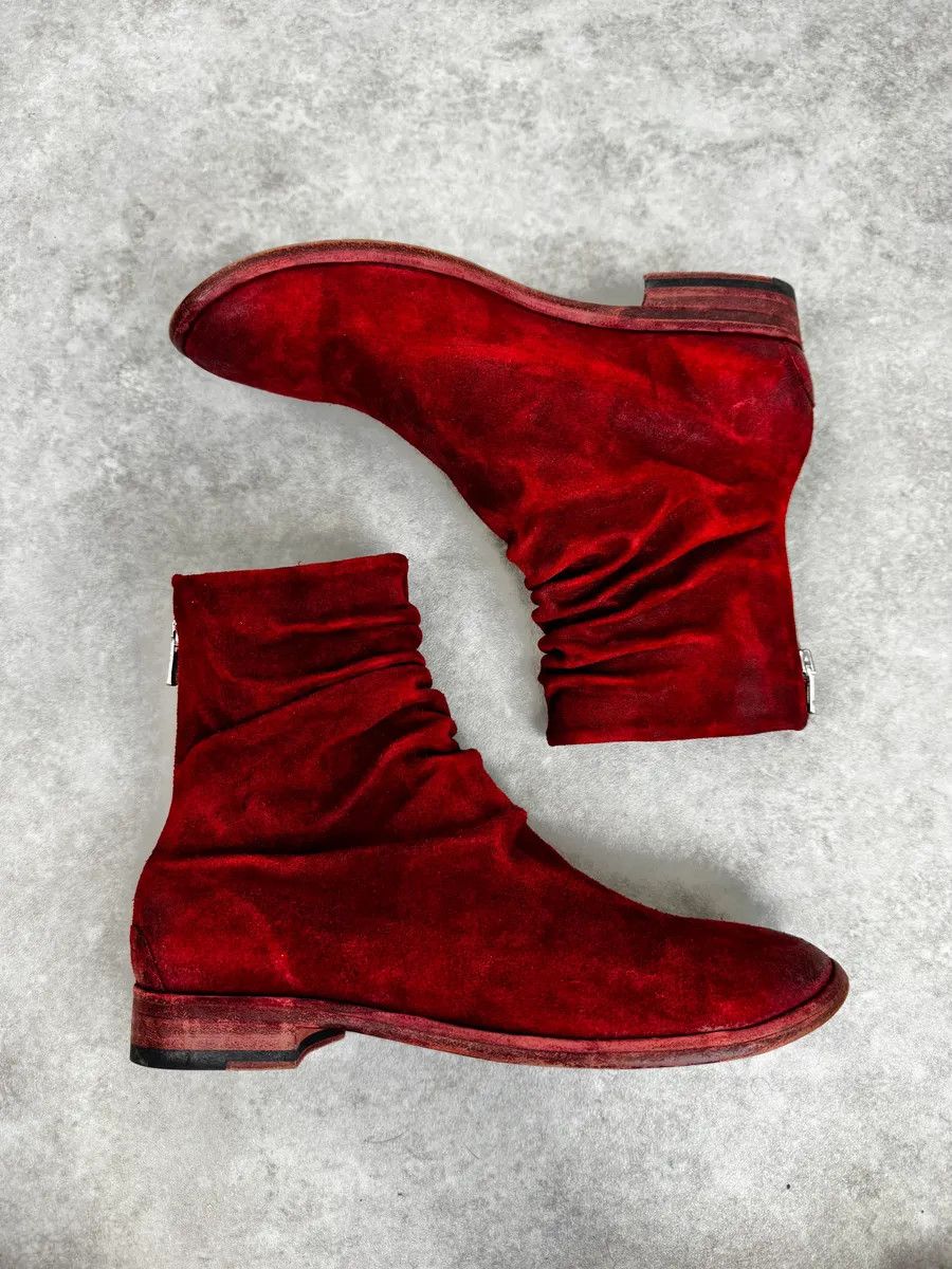 The Last Conspiracy The Last Conspiracy Red Eroded Folded Suede Boots Size US 10 / IT 40 - 3 Thumbnail