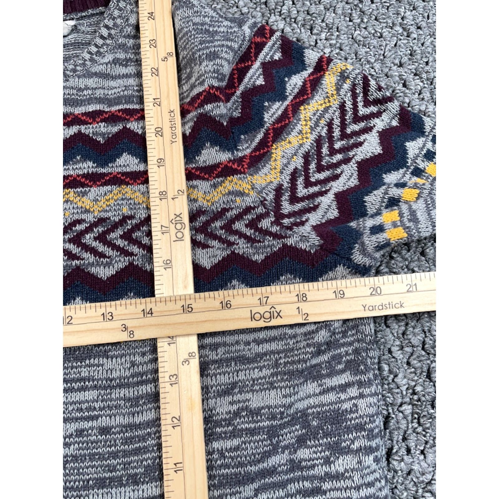 Vintage Urban Pipeline Sweater Adult Medium Gray Marled Fair Isle Pattern Cotton Knit Ski Size US M / EU 48-50 / 2 - 6 Thumbnail