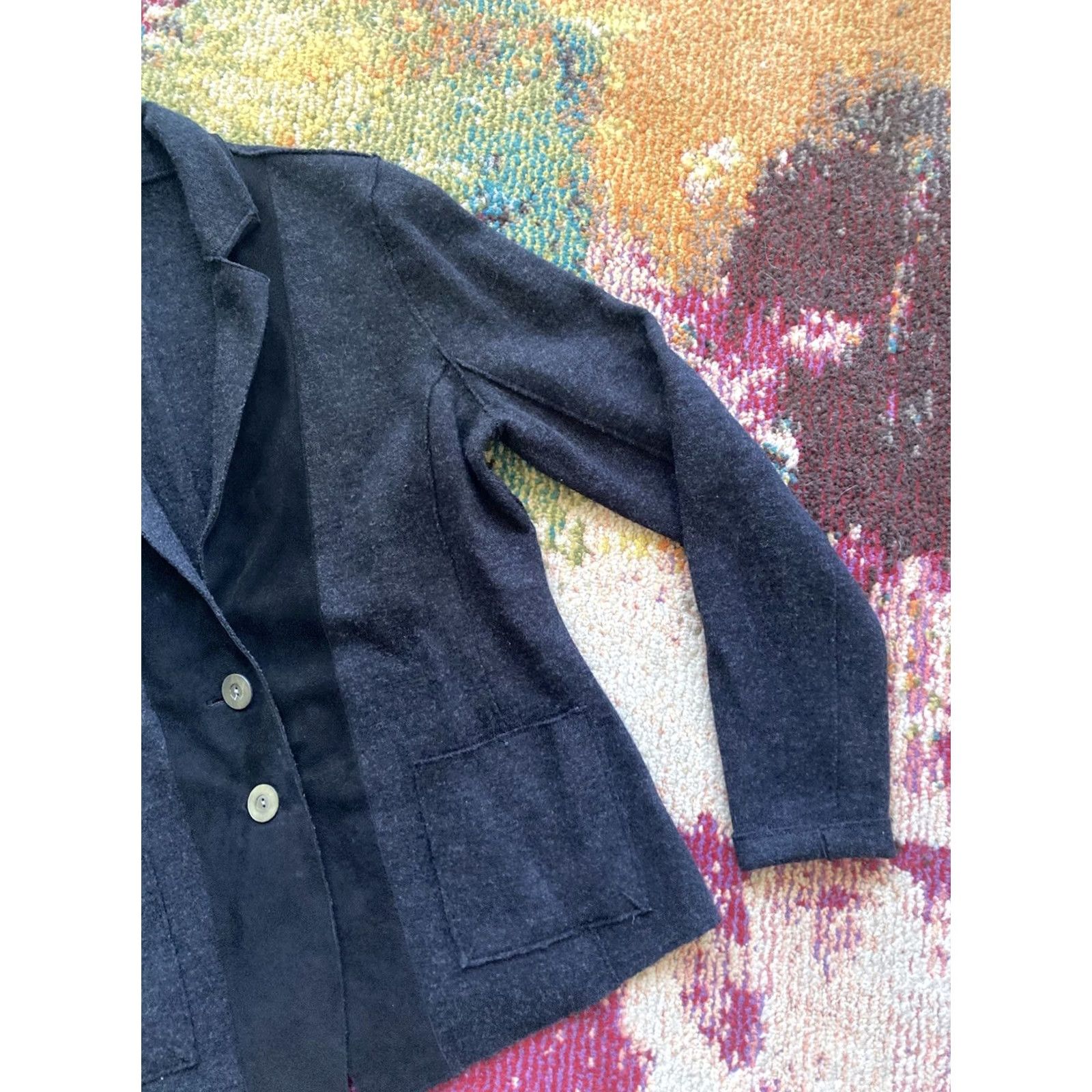 Eileen Fisher Eileen Fisher Cardigan Jacket Womens XS Notch Collar Merino Wool Leather Trim Size XS / US 0-2 / IT 36-38 - 3 Thumbnail