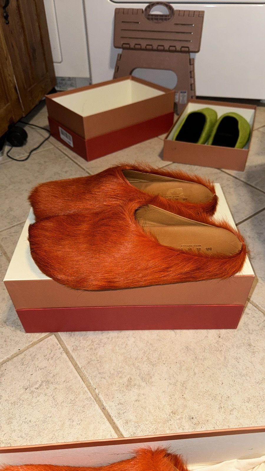 Marni Marni Fussbett Sabot Long Hair calfskin Orange Easy Mule 44 Size US 11 / EU 44 - 5 Thumbnail