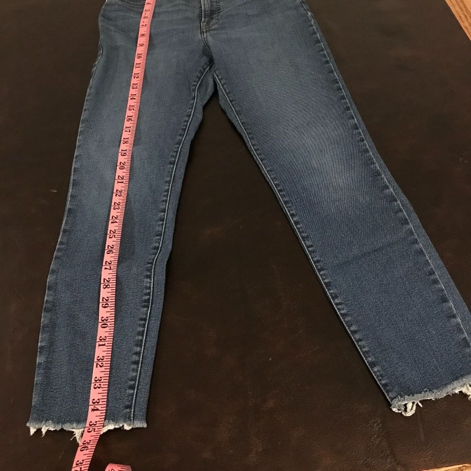Everlane EVERLANE High Rise Raw Ankle Blue Denim Jeans - Size 28 R Size 28" / US 6 / IT 42 - 8 Thumbnail