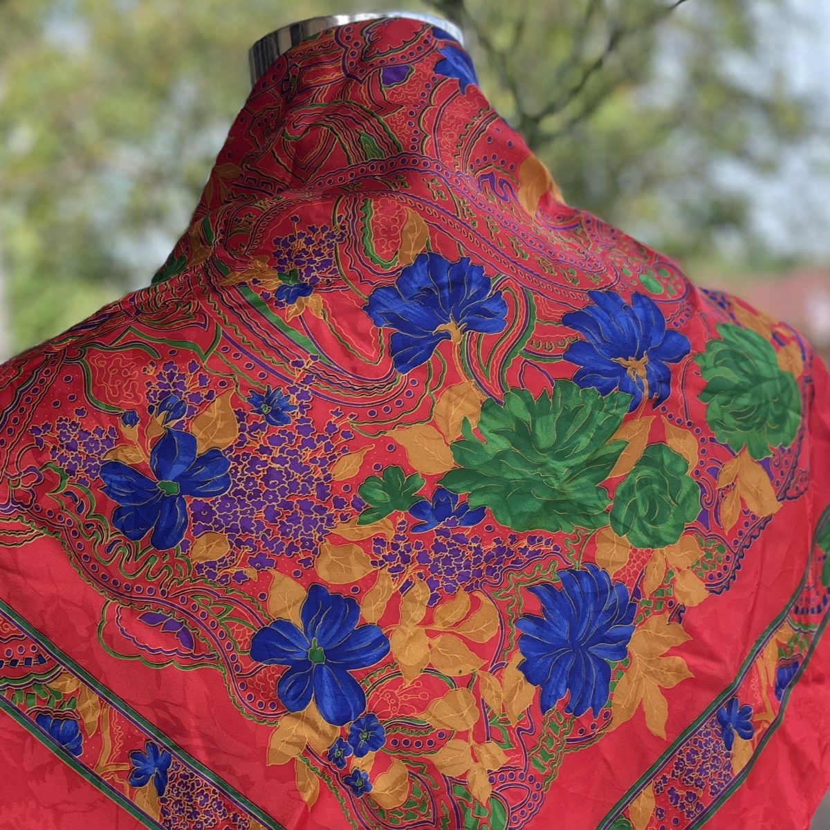 Andrea Crews × Designer × Vintage ANDREA PARIS-NEW YORK Silk Floral Scarf Size ONE SIZE - 2 Thumbnail
