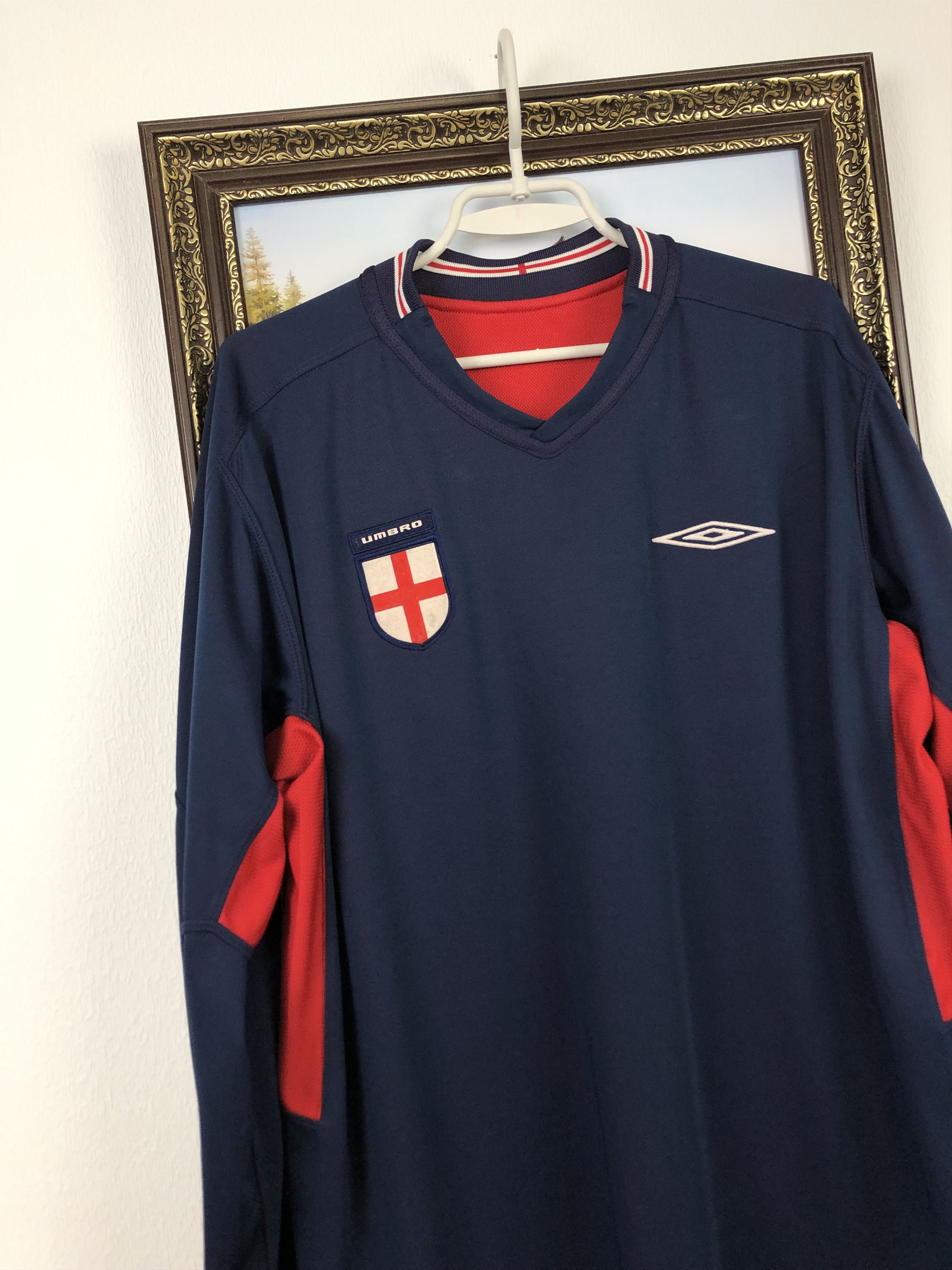 Umbro × Vintage England football shirt 2002 Reversible Long Sleeve Jersey Size US L / EU 52-54 / 3 - 15 Thumbnail