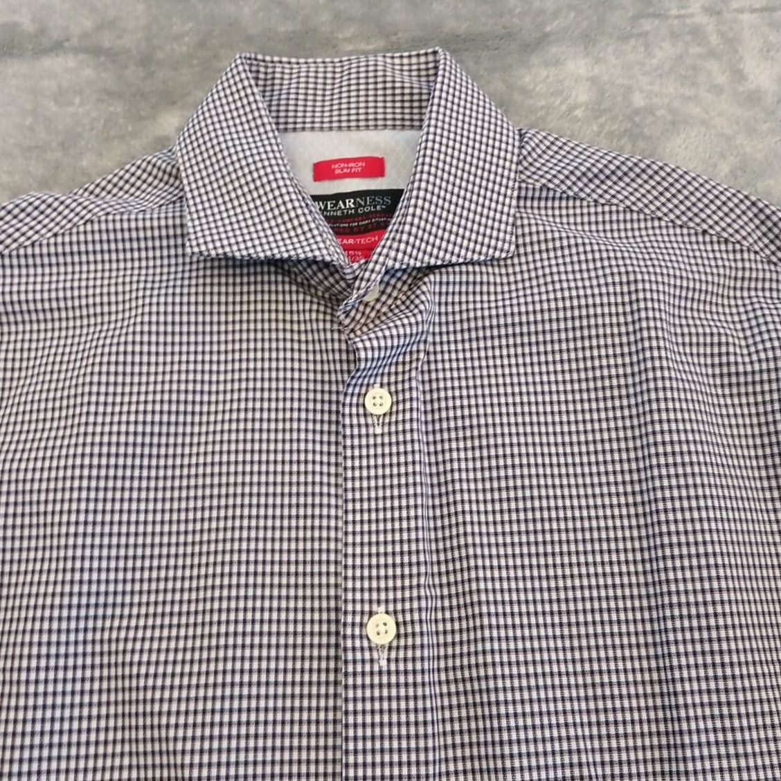 Kenneth Cole Kenneth Cole Awareness Shirt Mens 15.5 Slim Gray Plaid Long Sleeve Button Up Size US L / EU 52-54 / 3 - 2 Thumbnail