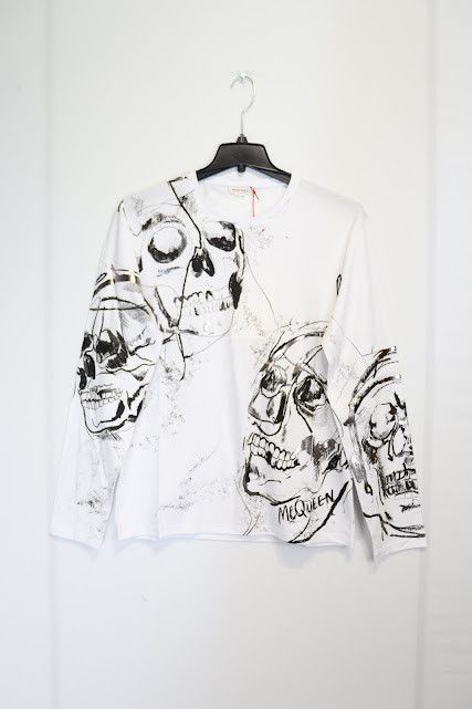 Alexander McQueen o1rshd1 Multi Large Logo Skull T-Shirt in White Size US L / EU 52-54 / 3 - 3 Thumbnail