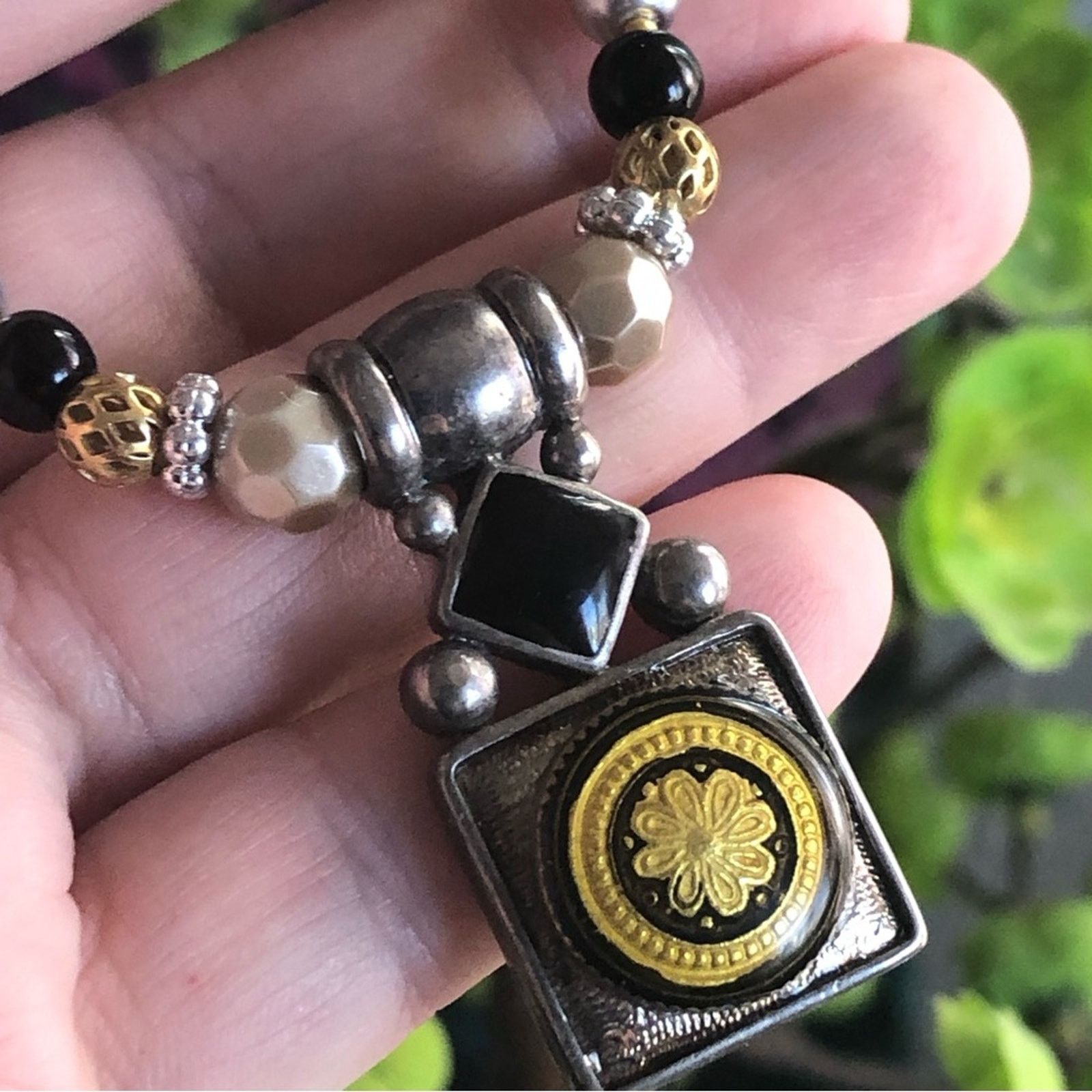 Handmade Handcrafted repurpose black chalcedony Pearl necklace Size ONE SIZE - 8 Thumbnail