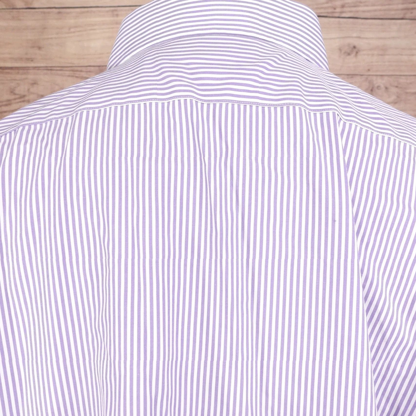 Ralph Lauren VINTAGE Ralph Lauren Shirt Mens XL 18 Slim Fit Dress Shirt Long Sleeve Purple White Striped Cotton Business Formal Size 48R - 5 Thumbnail