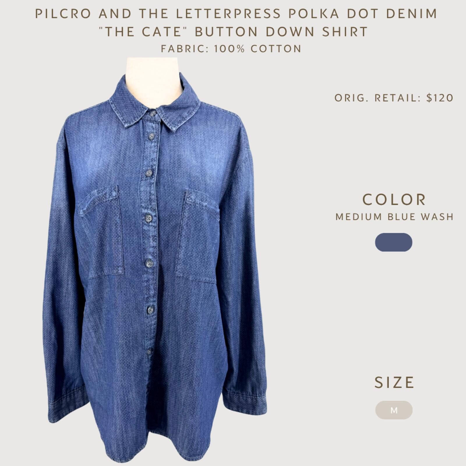 Other Pilcro and the Letterpress Polka Dot Denim Button Down M Size M / US 6-8 / IT 42-44 - 2 Thumbnail