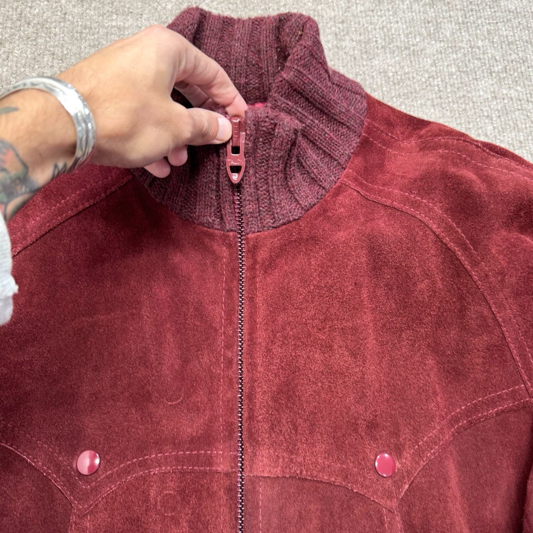 Abercrombie & Fitch VINTAGE Abercrombie And Fitch Suede Bomber Jacket Womens L Zip Up Pockets Size XXL / US 16-18 / IT 52-54 - 4 Thumbnail