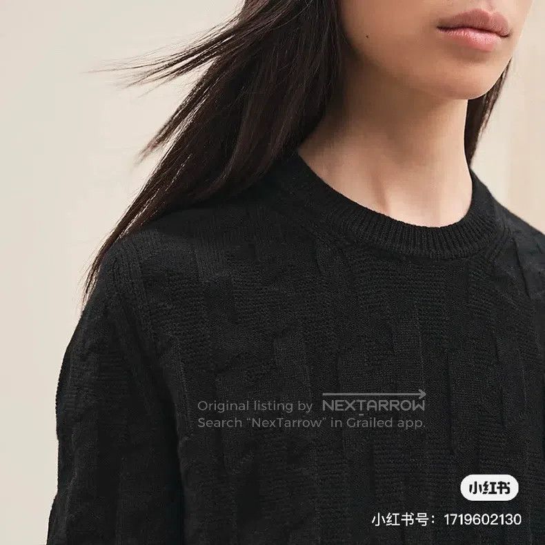 Hermes Hermes Black Textured Knit Long Sleeve Shirt Size XS / US 0-2 / IT 36-38 - 8 Thumbnail